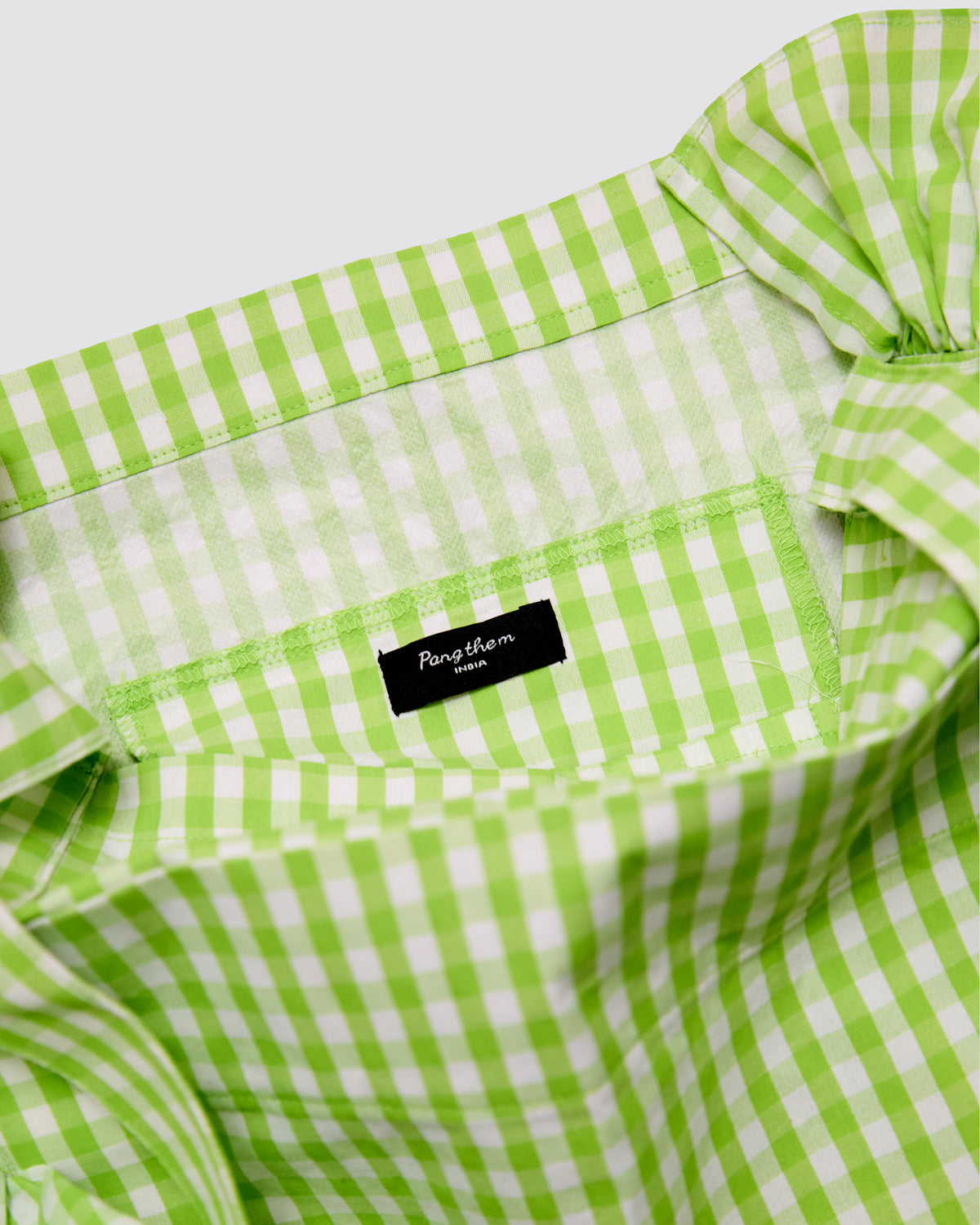 Lime Gingham Ruffle Tote Bag