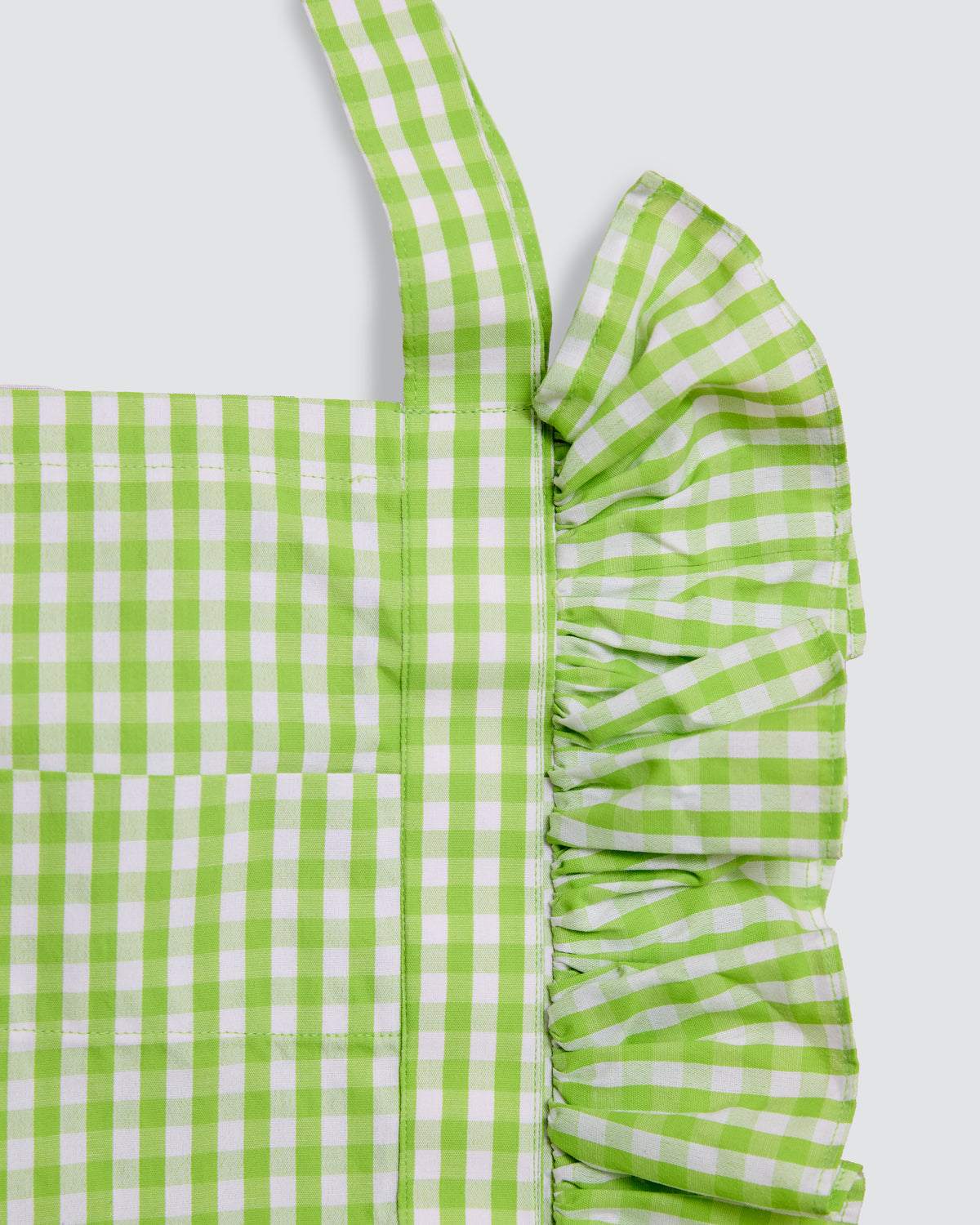 Lime Gingham Ruffle Tote Bag